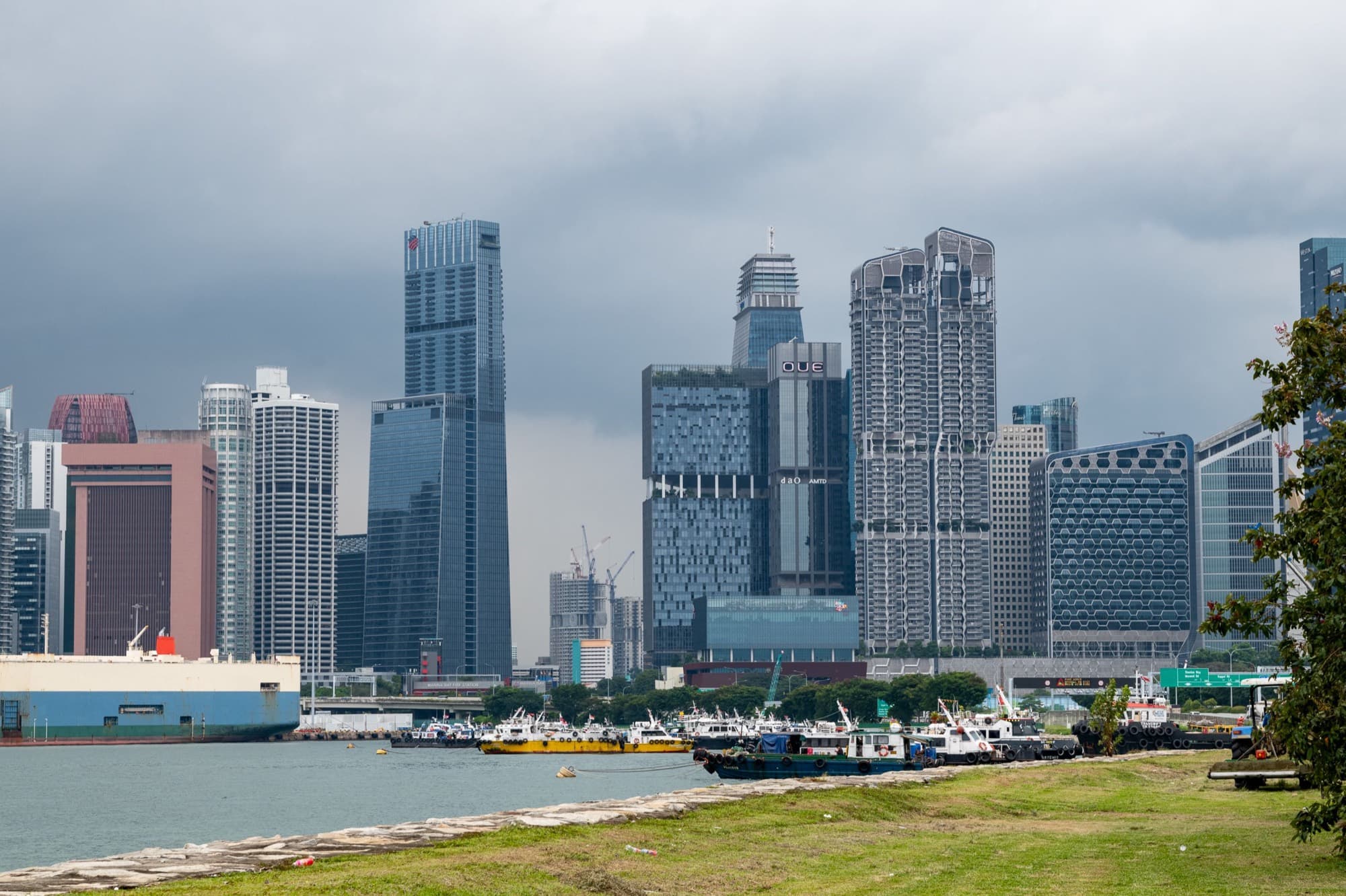 Singapore central business district skyline viewed across the water
